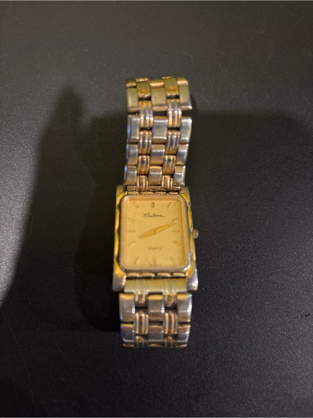 Bulova Two-Tone Gold and Silver Rectangular Dress Watch